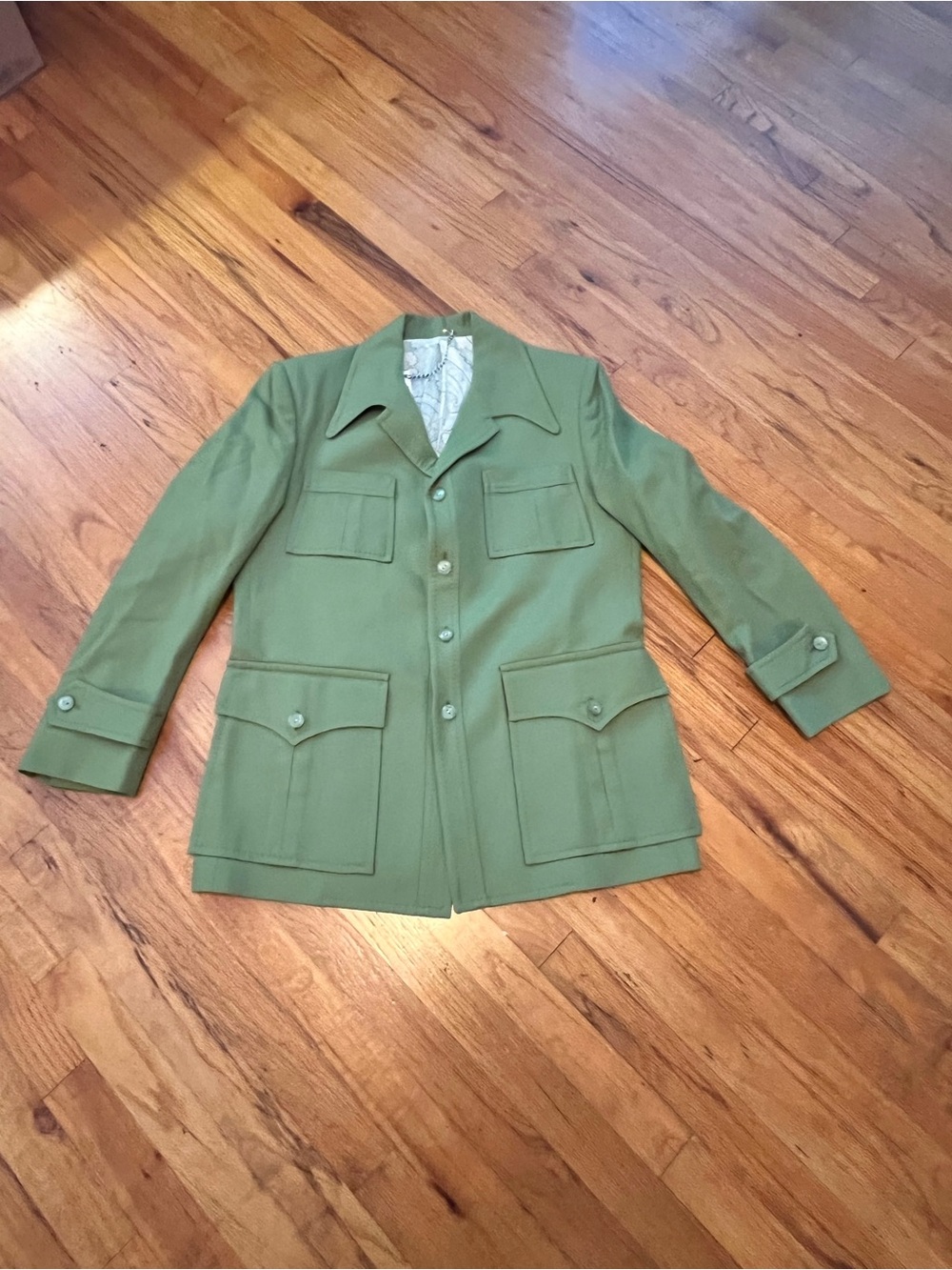 Vintage Olive Green Military-Style Jacket